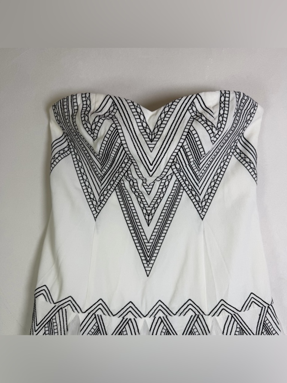Free People Womens Sz 4 Strapless White Embroidered Fit Flare Mini Party Dress - Picture 3 of 15